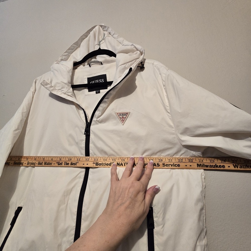 Guess Mens Windbreaker XLG White Logos Streetwear Skater Retro 90s Y2K Grunge - Picture 7 of 14